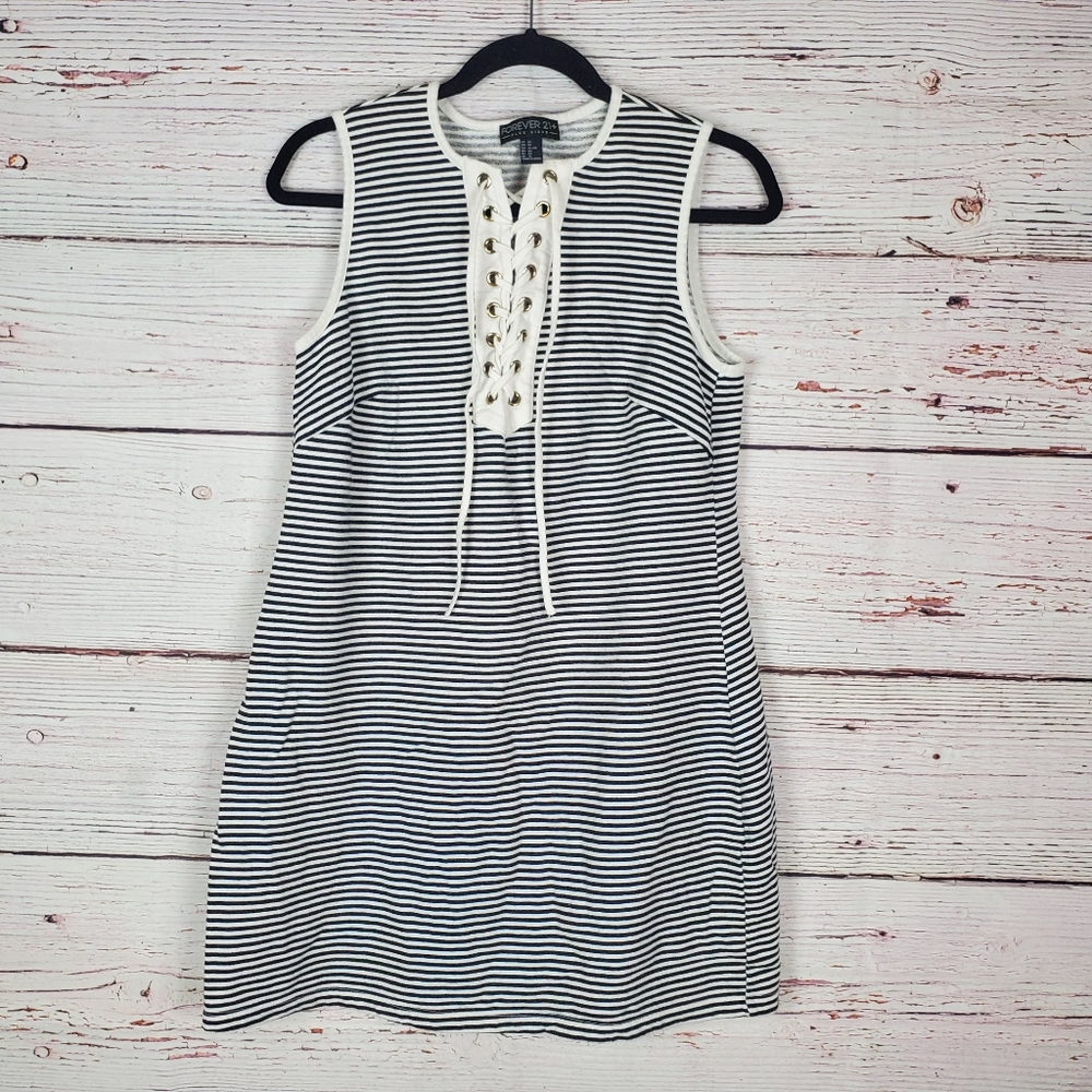 Black and white striped midi dress
